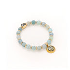 Pulsera Elástica de Activación de Aguamarina del Chakra de la Garganta