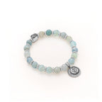 Throat Chakra Aquamarine Activation Stretch Bracelet - White Rhodium