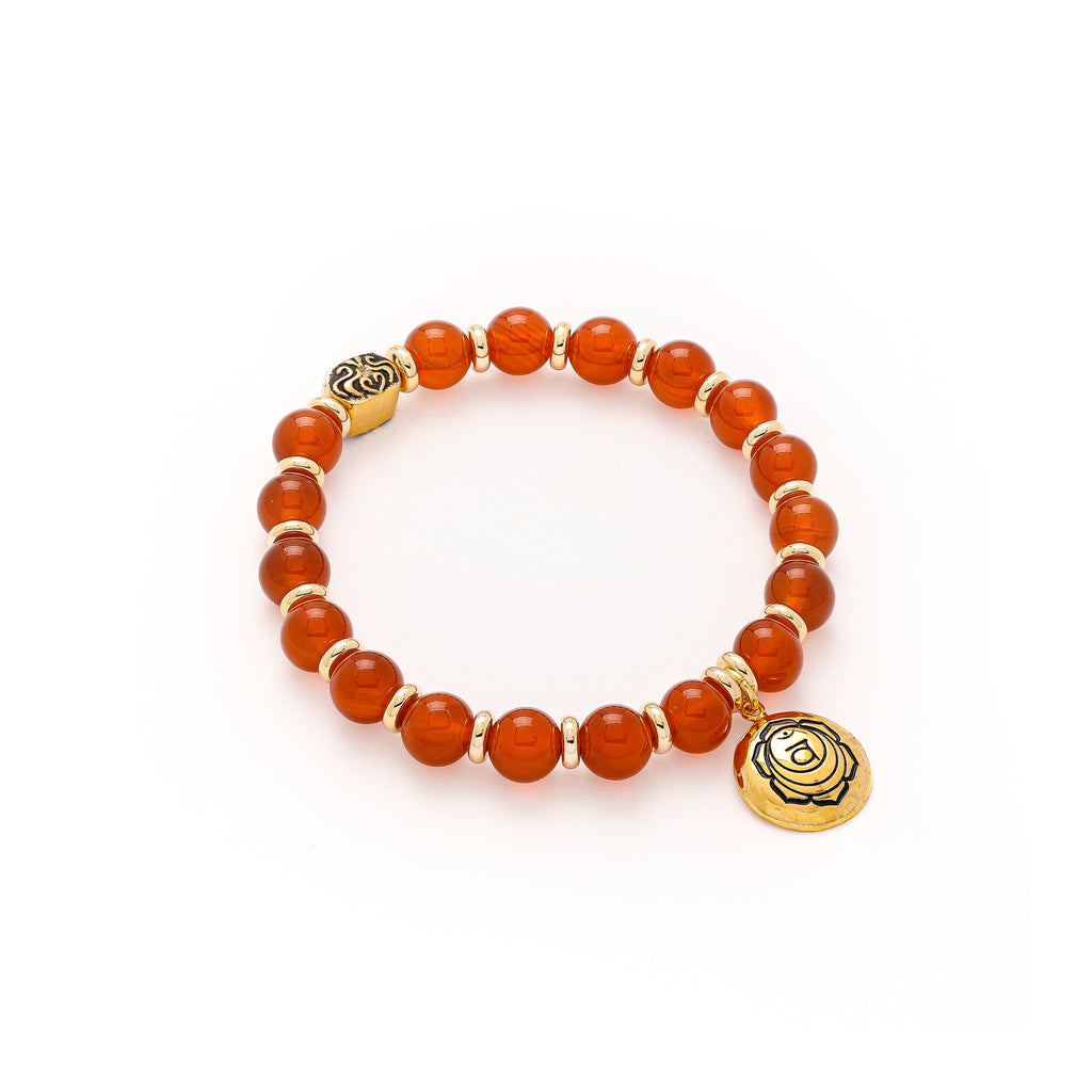 Sacral Chakra Activation Carnelian Bracelet - 18K Gold Finish