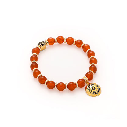 Sacral Chakra Activation Carnelian Bracelet 18K Gold Finish