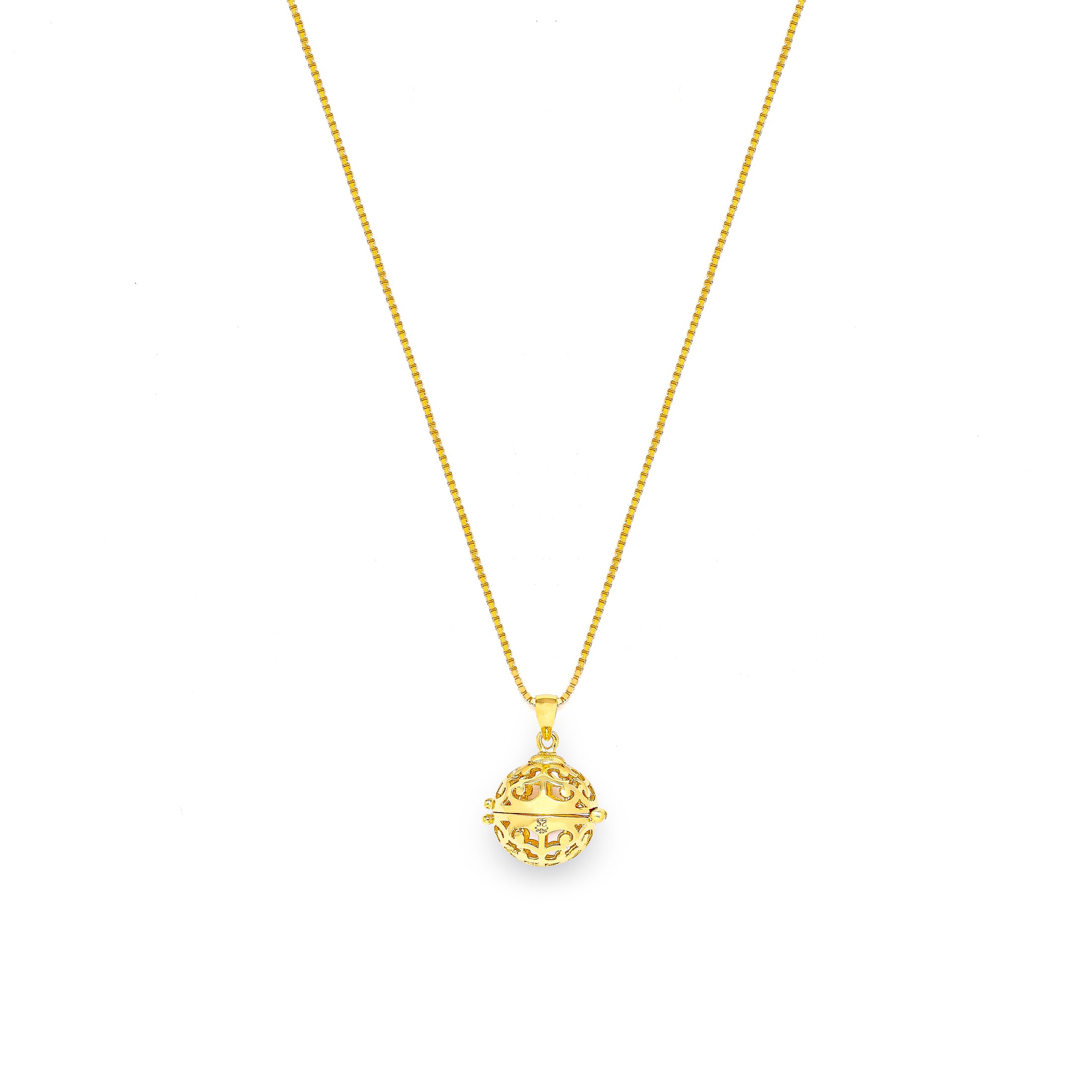 Aromatherapy Diffuser Locket Round Foliate Necklace - 18K Gold