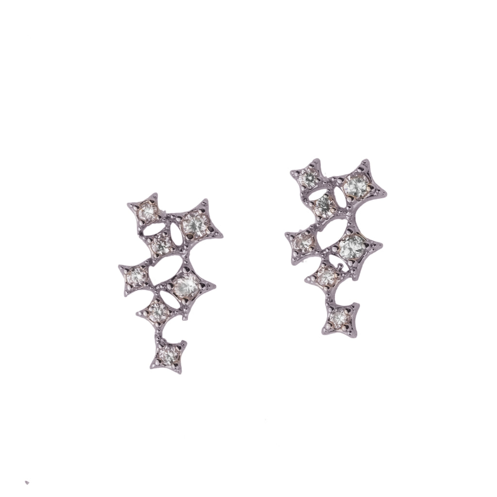 Star Cluster Stud Earring with Zirconia Diamond - 18k Gold