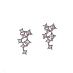 Star Cluster Stud Earring with Zirconia Diamond - 18k Gold
