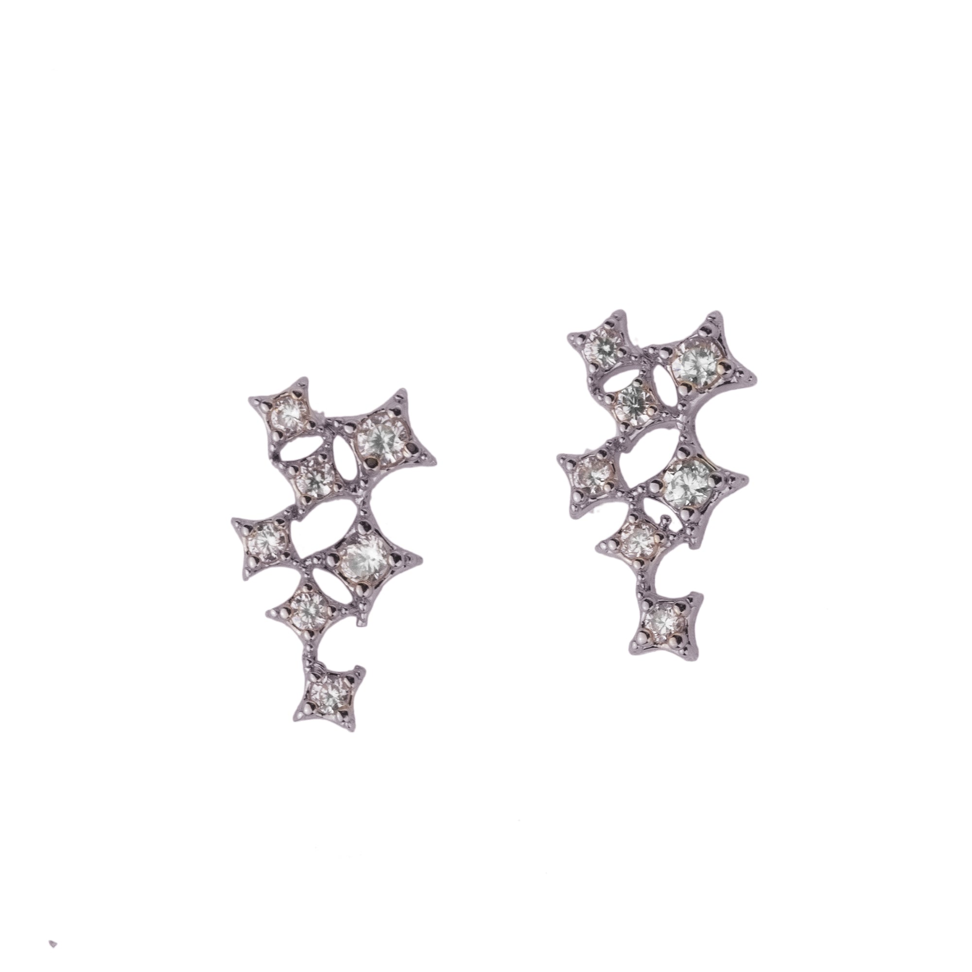 Star Cluster Stud Earring with Zirconia Diamond - 18k Gold