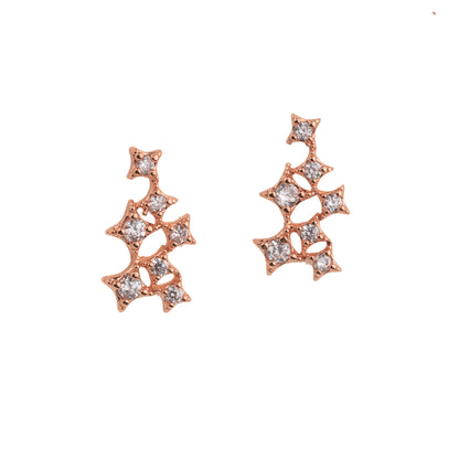 Star Cluster Stud Earring with Zirconia Diamond, 18k Gold