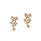Star Cluster Stud Earring with Zirconia Diamond - 18k Gold