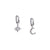Moon & Star Huggie Hoop Earrings with Drop Charms, 18k Gold Vermeil