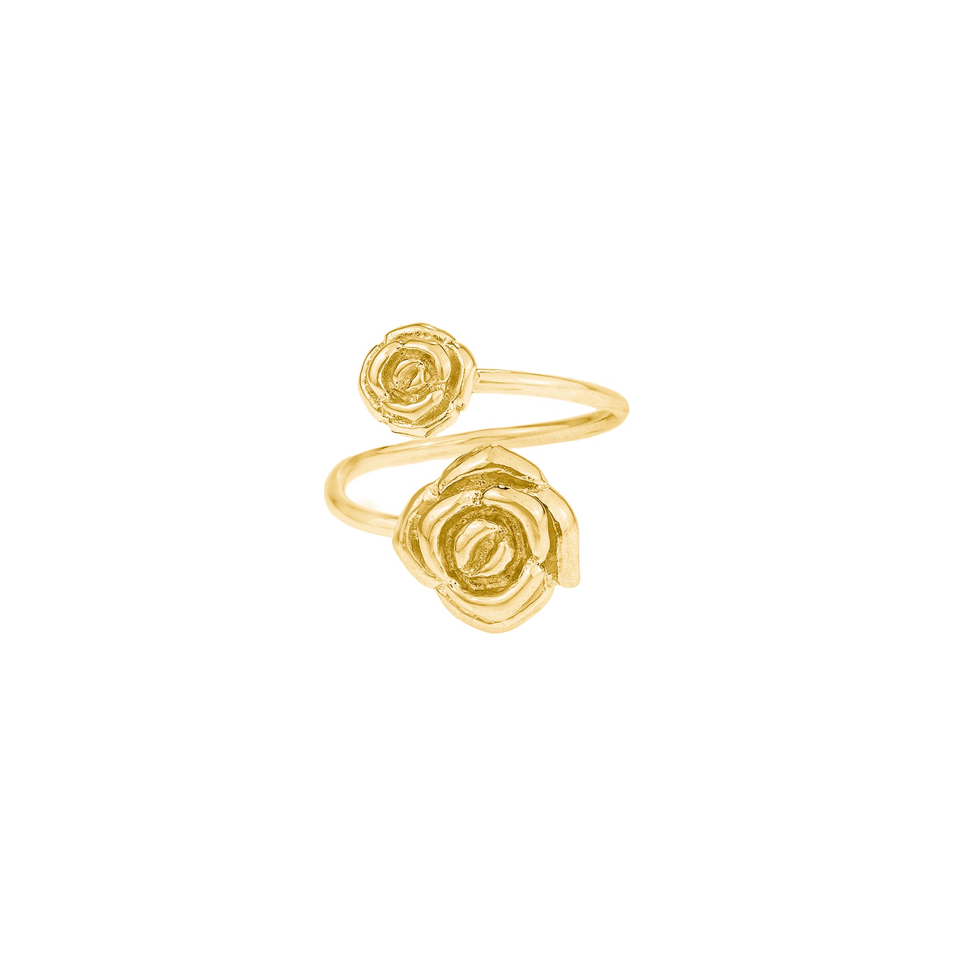 Double Rose Open Ring, One Size, 18K Gold Vermeil