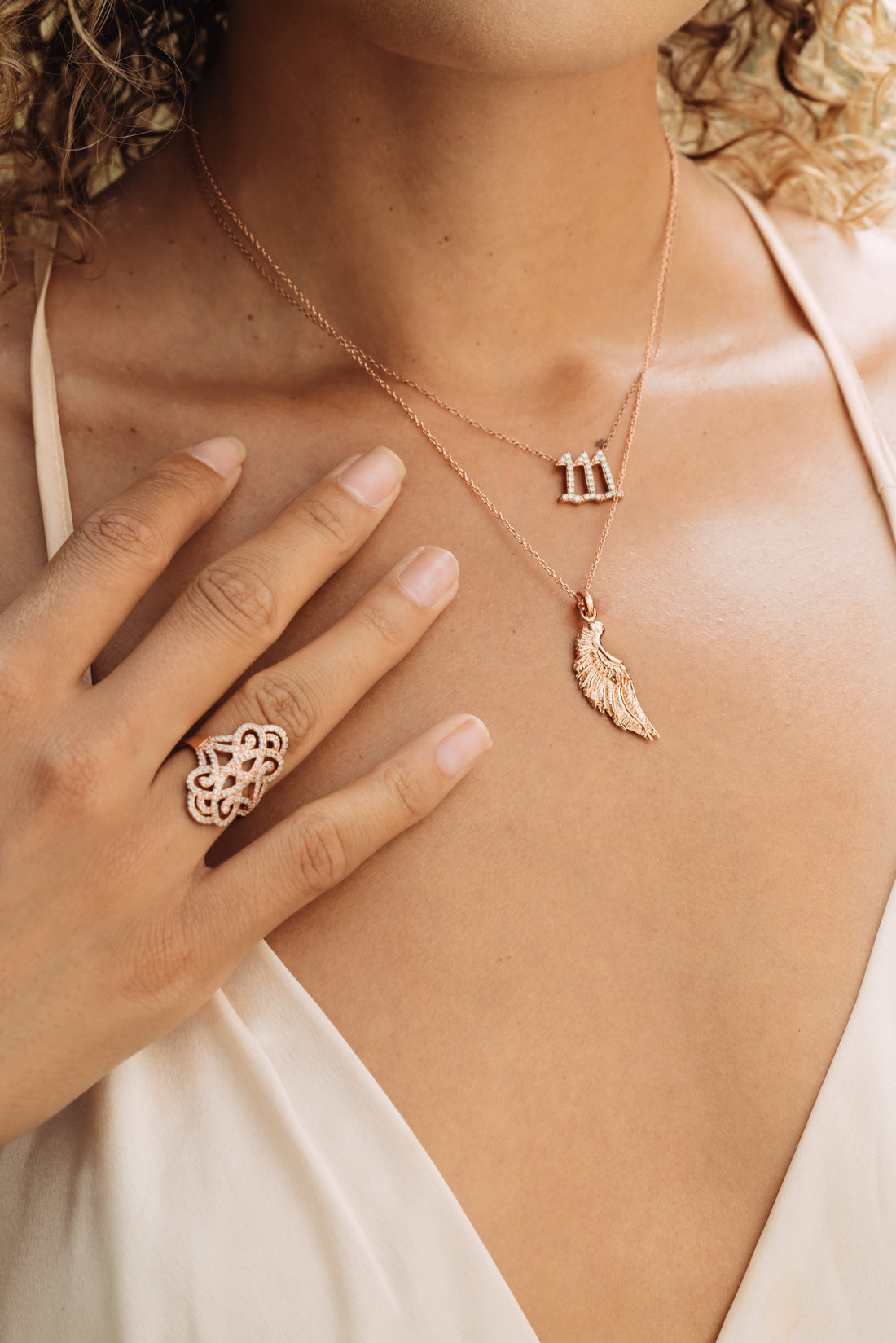 111 Angel Number Manifestation Stud Necklace, White Topaz, White Rhodium