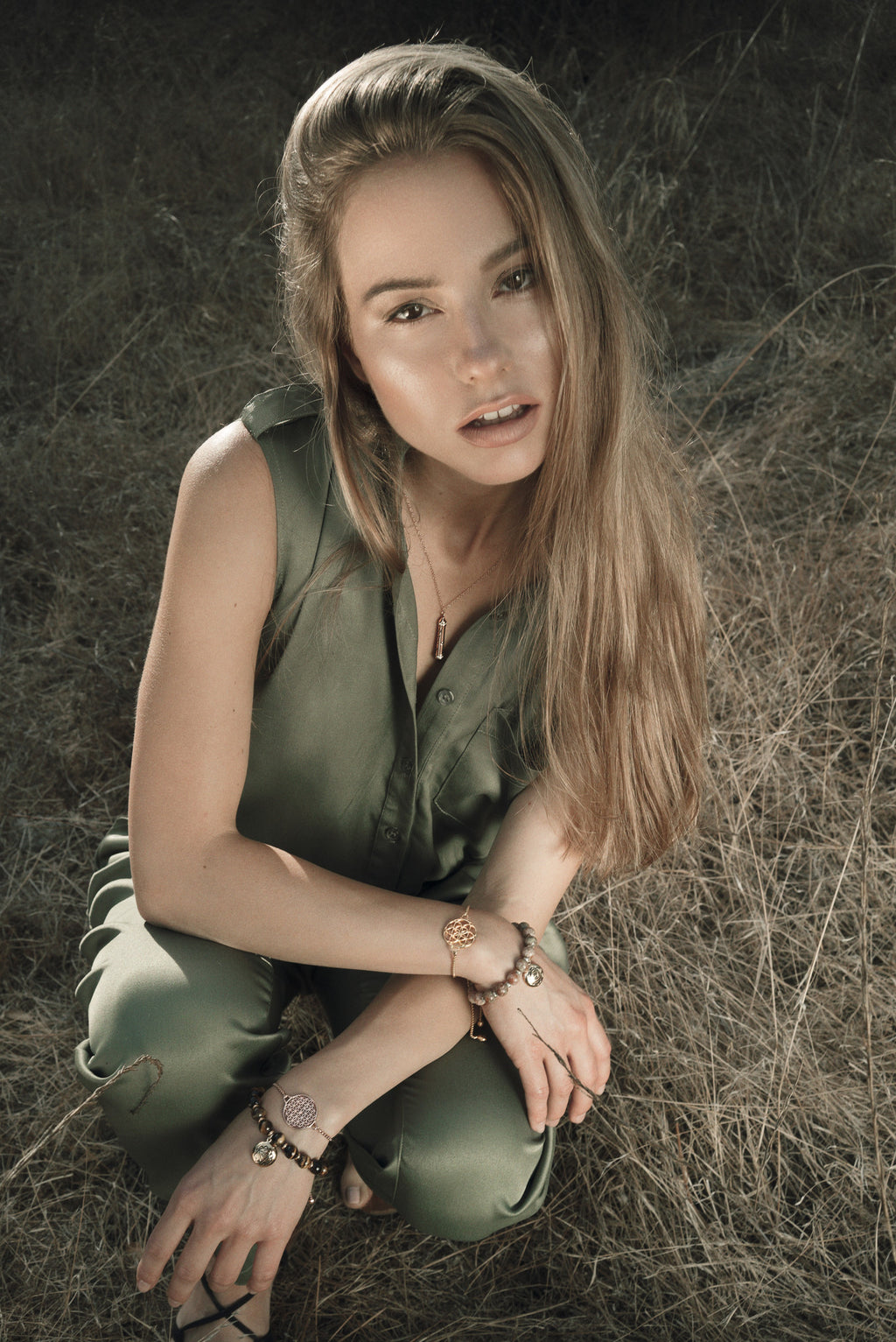 OM MANI PADME HUM 18k Gold - White Topaz Prayer Necklace - Seen in Harpers Bazaar UK