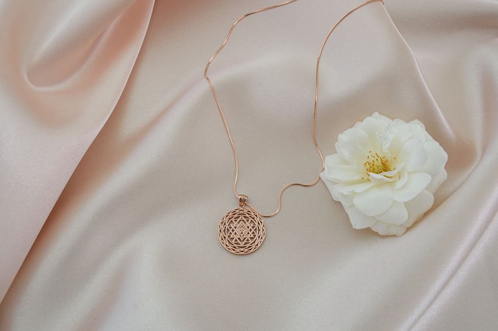 Sri Yantra Supreme Manifestor Necklace – White Rhodium Spiritual Jewelry