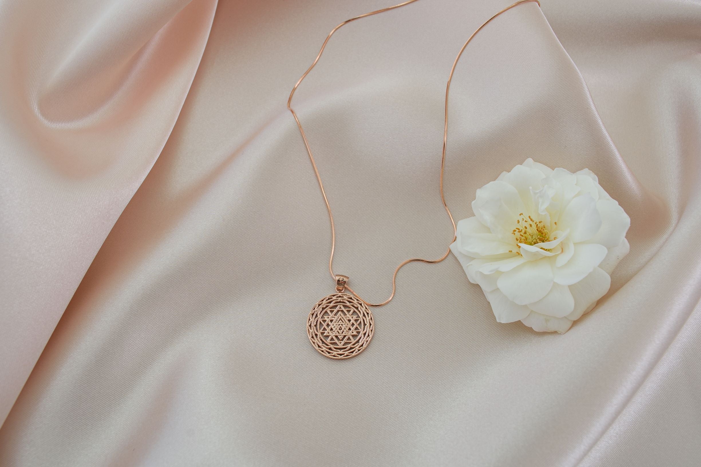 Sri Yantra Supreme Manifestor Necklace – White Rhodium Spiritual Jewelry