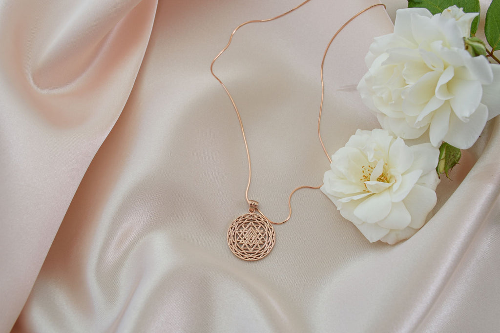 Sri Yantra Supreme Manifestor Necklace – Rose Gold Spiritual Jewelry