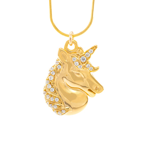 Mystical Unicorn Necklace, 18k Gold Over Sterling Silver