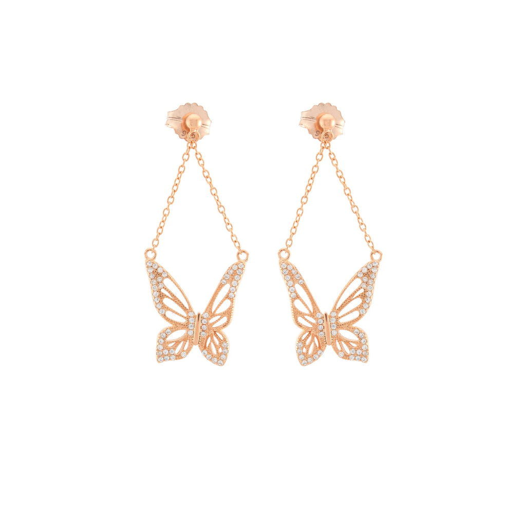 Graceful Spirit Butterfly Earrings – White Rhodium with CZ Diamond Pavé Spiritual Jewelry
