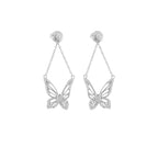 Graceful Spirit Butterfly Earrings – White Rhodium with CZ Diamond Pavé Spiritual Jewelry