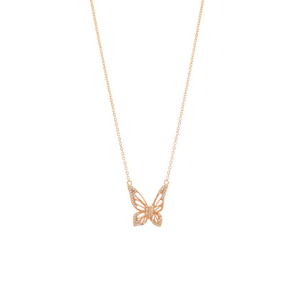Graceful Spirit Butterfly Necklace, White Rhodium with Pave CZ Diamond