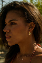 Puffy Heart Dangle Hoop Earrings Spiritual & Minimalist Jewelry - White