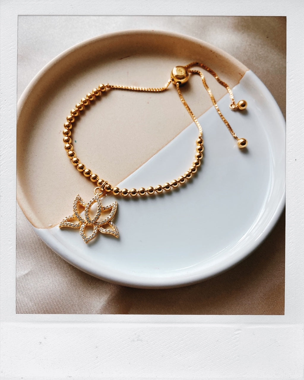 Illuminate Lotus Bracelet – White Topaz Pavé – 18K Gold Spiritual Jewelry
