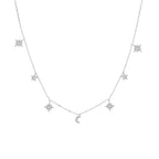 Heavenly Realms Moon & Stars Drop Choker Necklace – 18K Gold with CZ Diamonds