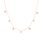 Heavenly Realms Moon & Stars Drop Choker Necklace – Rose Gold with CZ Diamonds