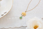 Aura Cleansing Lotus Necklace – Green Agate – White Rhodium | Seen in Vanity Fair UK