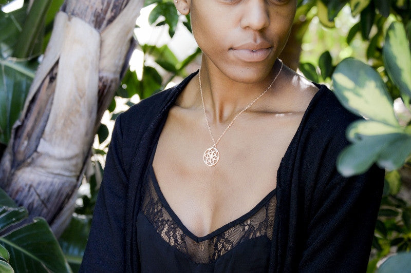 Seed of Life Abundance Necklace Sterling Silver, Rose Gold