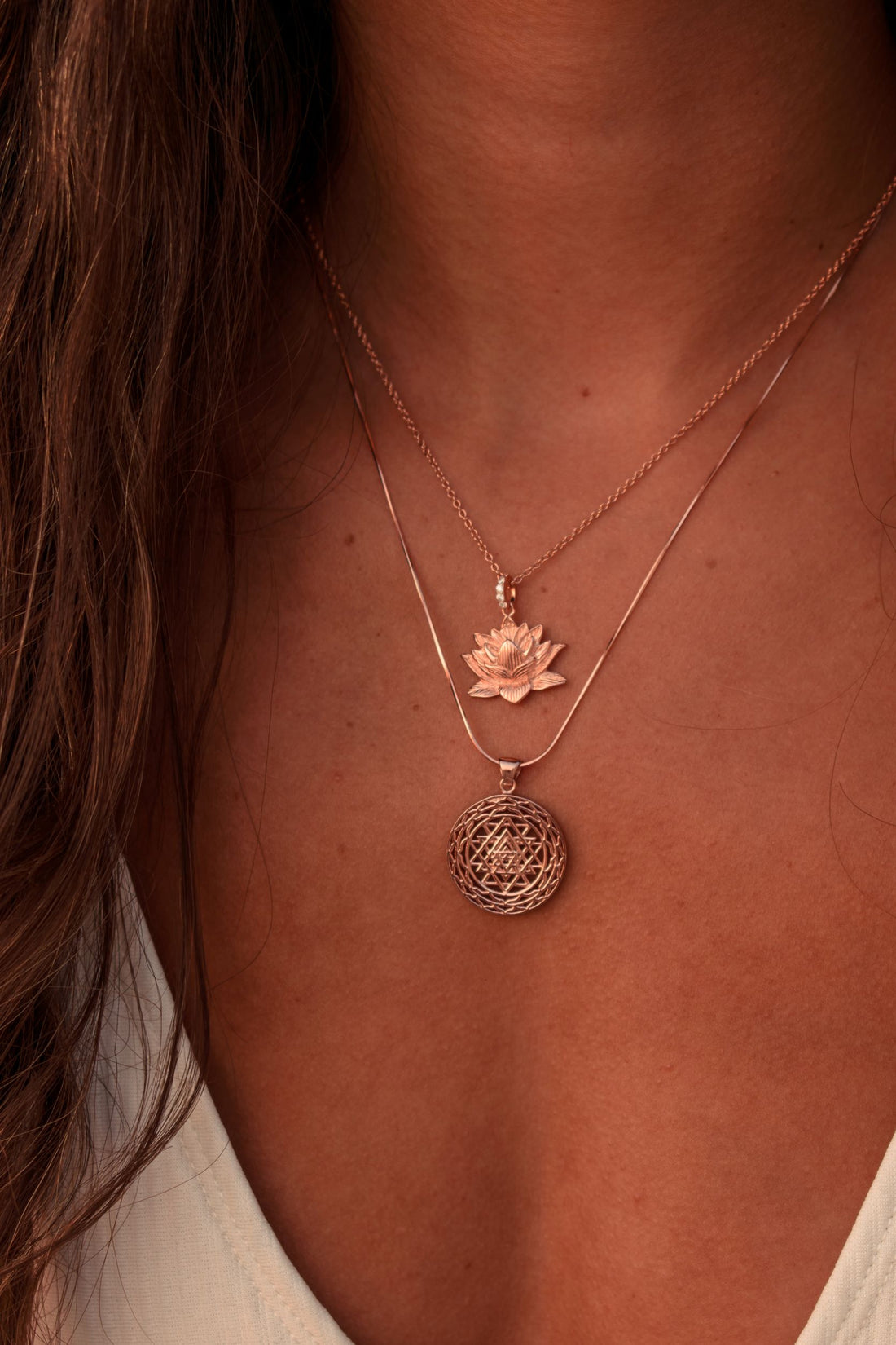 Awakened Lotus Necklace, Rose Gold
