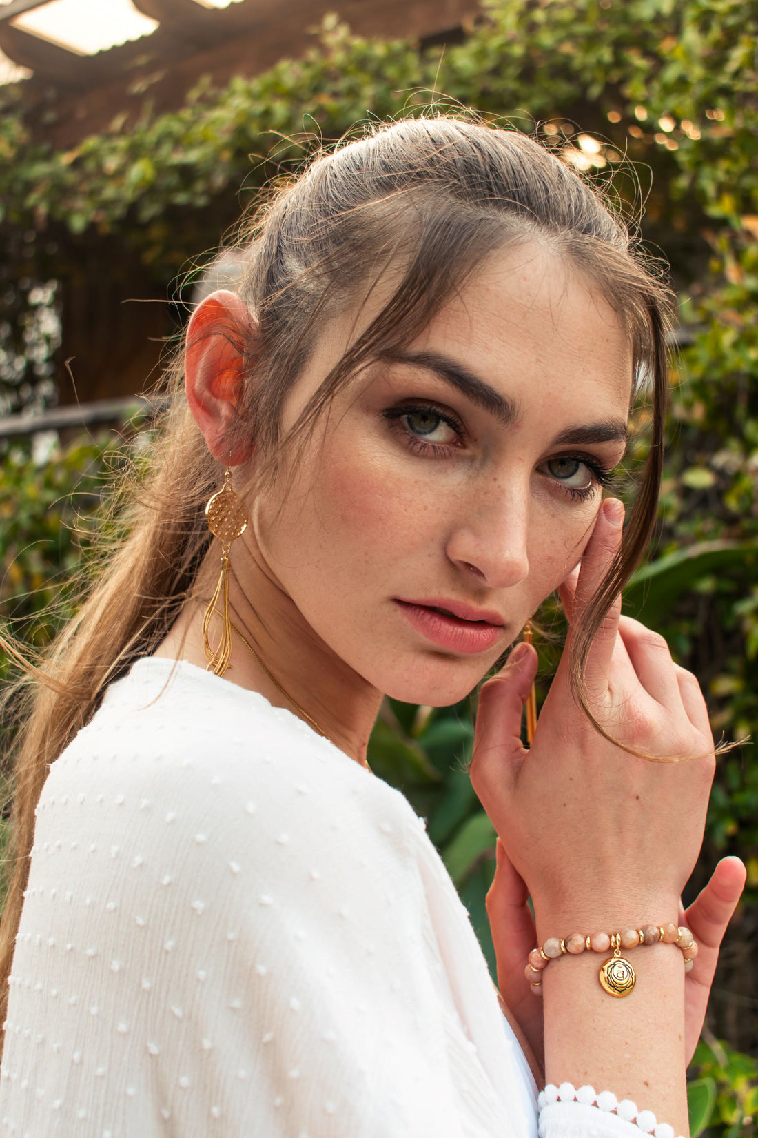 Sacral Chakra Activation Sunstone Bracelet, 18k Gold Finish