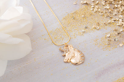 Mystical Unicorn Necklace, 18k Gold Over Sterling Silver