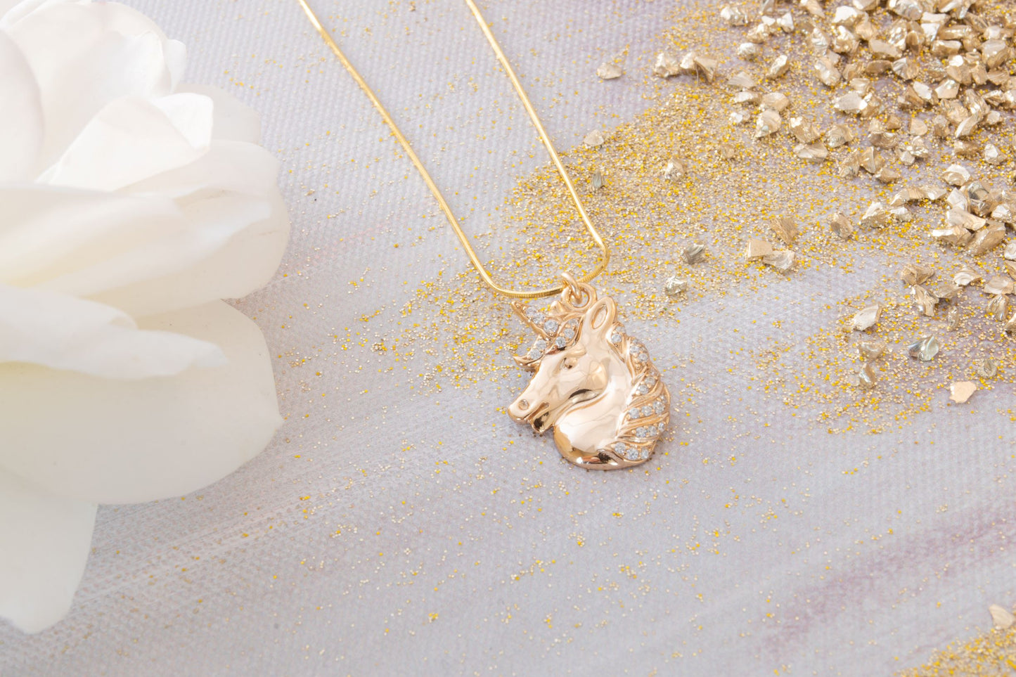 Mystical Unicorn Necklace, 18k Gold Over Sterling Silver
