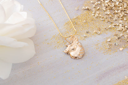 Mystical Unicorn Necklace, 18k Gold Over Sterling Silver