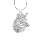 Collar Unicornio Místico, Rodio Blanco con Diamante Circonita