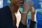 Sanskrit Chant - May All Beings Be Happy and Free - Sterling Silver Box Chain Bracelet - Rose Gold - Seen in Vogue